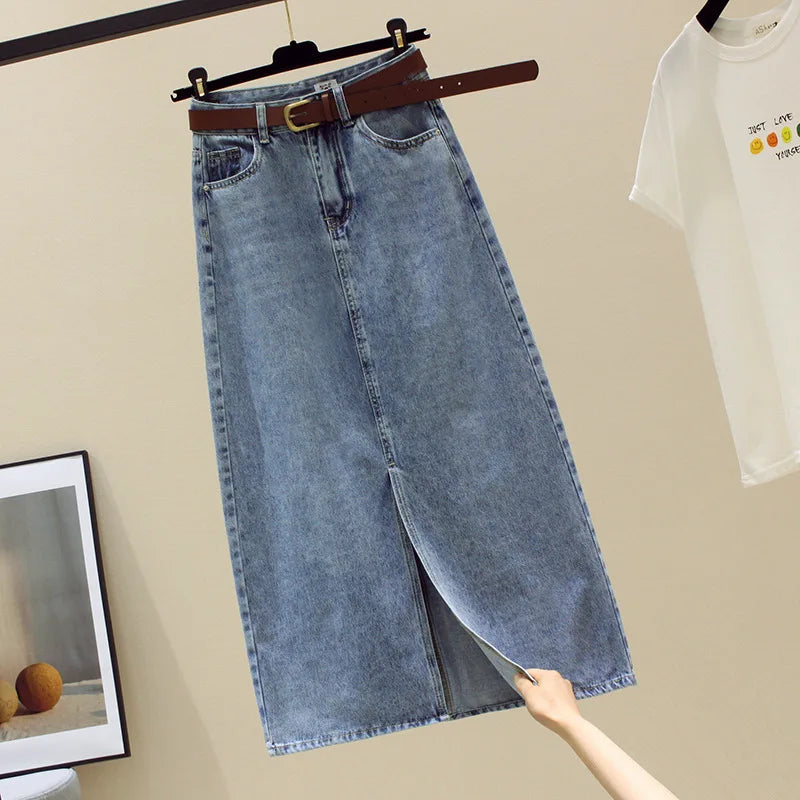 Sexy Wrap Buttocks Denim Skirts Women High Waist Washed Skirt Solid Spliced Slim Fit Distressed Pockets Zipper Fly Casual