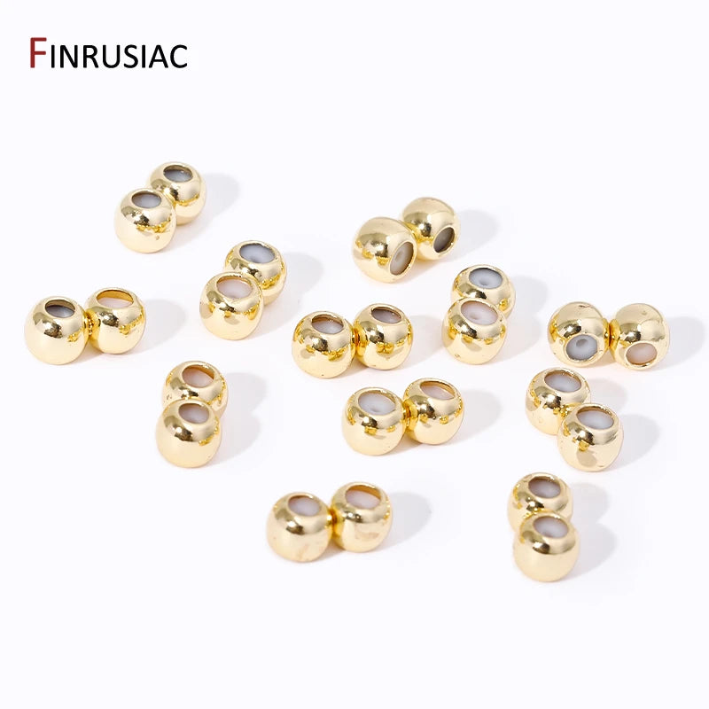 14K Gold Plated Brass Double Row Positioning Beads Silicone Adjustment Stopper Spacer Beads For DIY Jewelry Making Findings