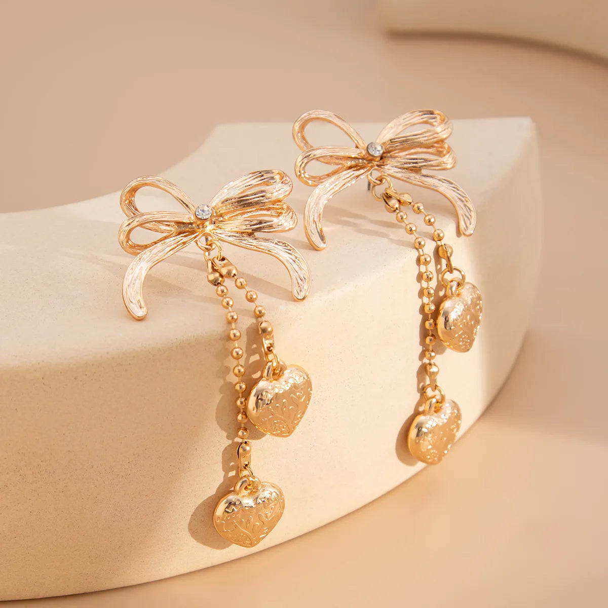 HUANZHI 25New Minimalist Gold-plated Silver Plated Butterfly Bow Tassel Bead Chain Heart Earrings for Women Girls Metal Jewelry