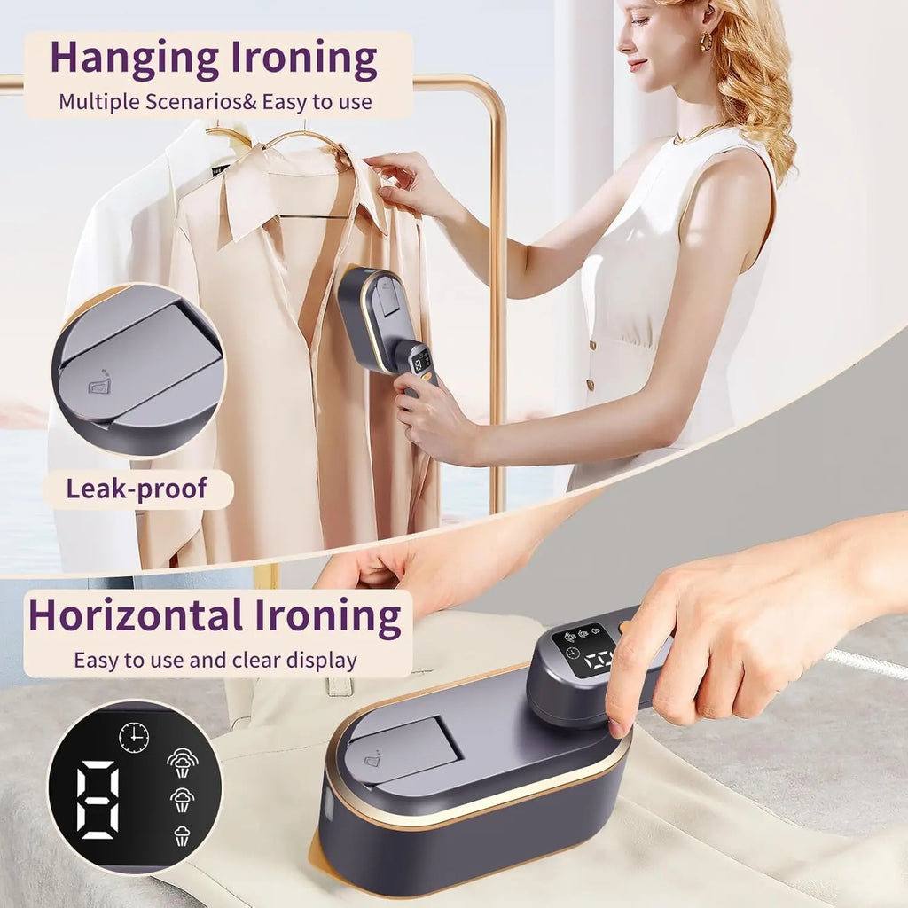 Portable Clothes Steam Iron 180° Rotatable Handle 3 Levels Handheld Garment Steamer 1200W Fast Heating 150ml Tank for Travel