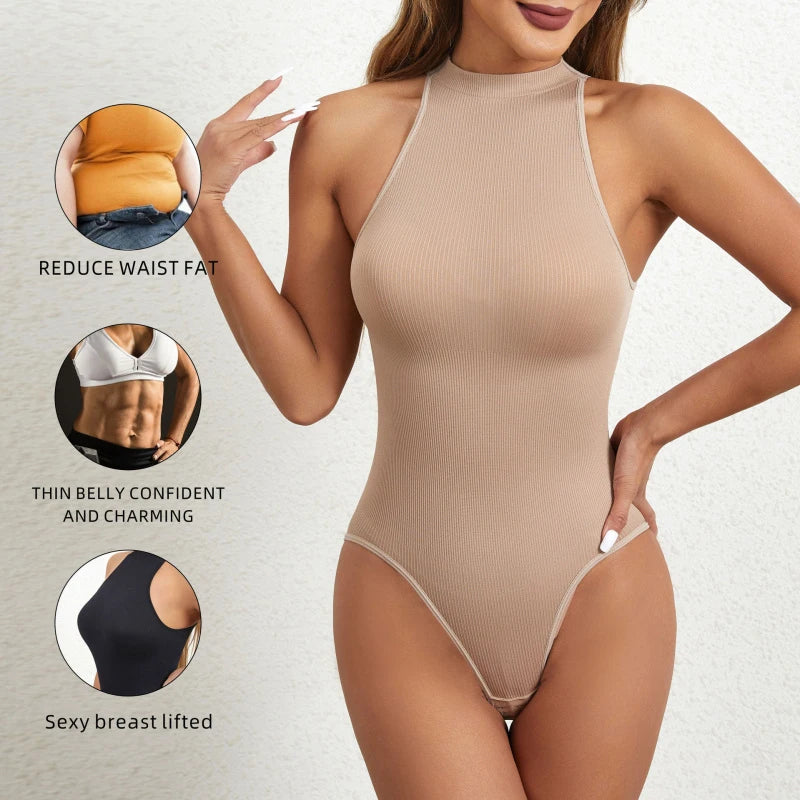 Buttoned High Elastic Skin-Friendly Waist-Cinching Body Shaping Strap Tight-Fitting Women Tummy Control One-Piece Bodysuit