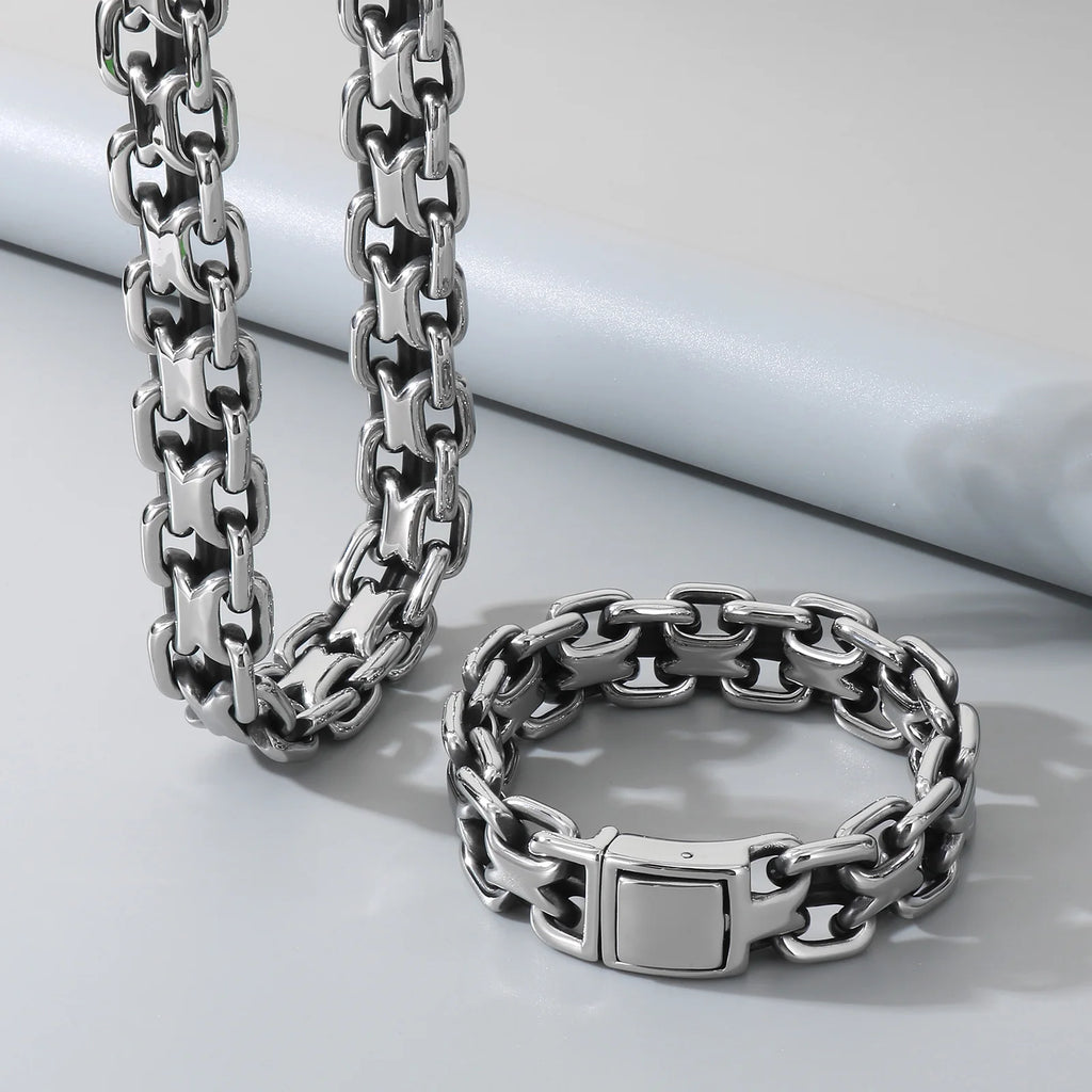 20mm Vintage Cast Handmade Chain Bracelet & Necklace For Men - Stainless Steel 316L - KS216369-KJX