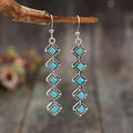 2026 Vintage One Line Long Turquoise Earrings Bohemian Style Ethnic Creative Jewelry