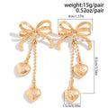 HUANZHI 25New Minimalist Gold-plated Silver Plated Butterfly Bow Tassel Bead Chain Heart Earrings for Women Girls Metal Jewelry