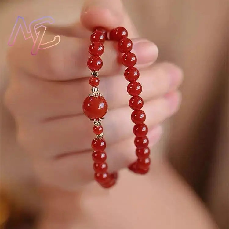 Red Natural Jade Beads Double-layer Bracelet Fashion Agate Gemstone Vintage Real Jewelry Accessories Talismans Gifts for Women