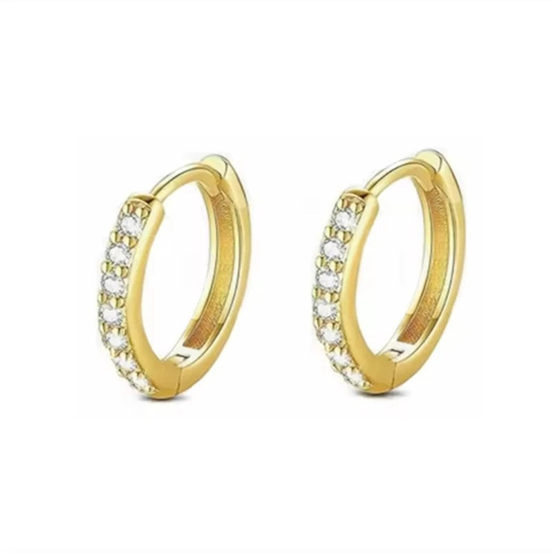 4PCS Stainless Steel Circle Huggie Hoop Earrings Set for Women Gold Color Unique Zircon Flower Stud Earring Piercing Jewelry