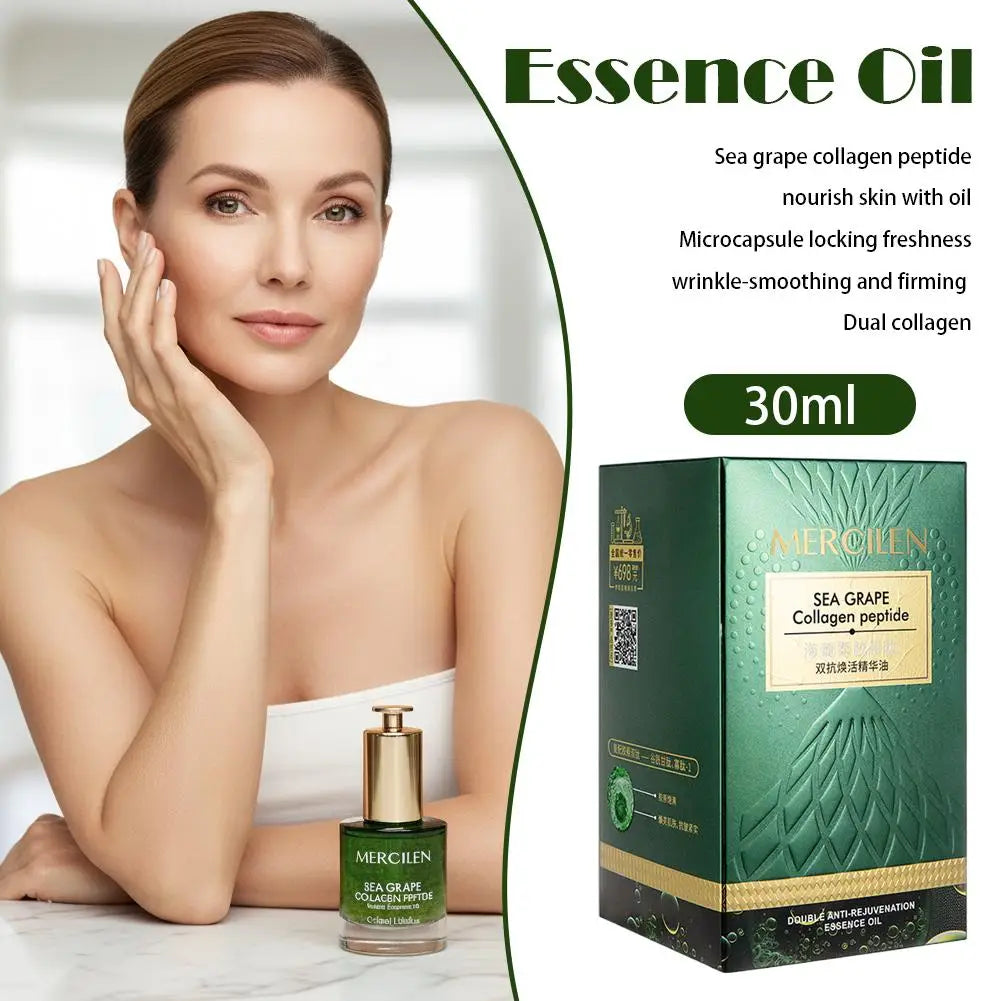 Sea Grape Collagen Peptide Double Essence Oil Facial Care Tightening Moisturizing Brightening Face Serum Korean skin care