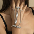 Layered Cuban Link Finger Chain Tassel Bohemian Punk Vintage Statement Knuckle Bracelet