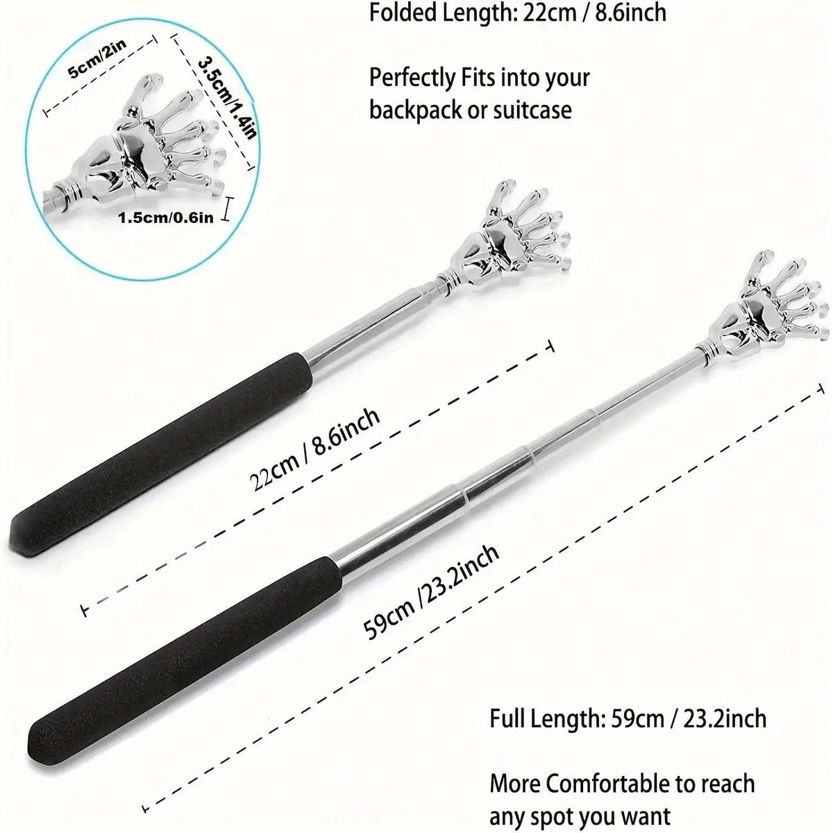 1PC random color Extendable Back Scratcher, Stainless Steel Portable Telescopic Rubber Handle Back Scratchers For Thanksgiving