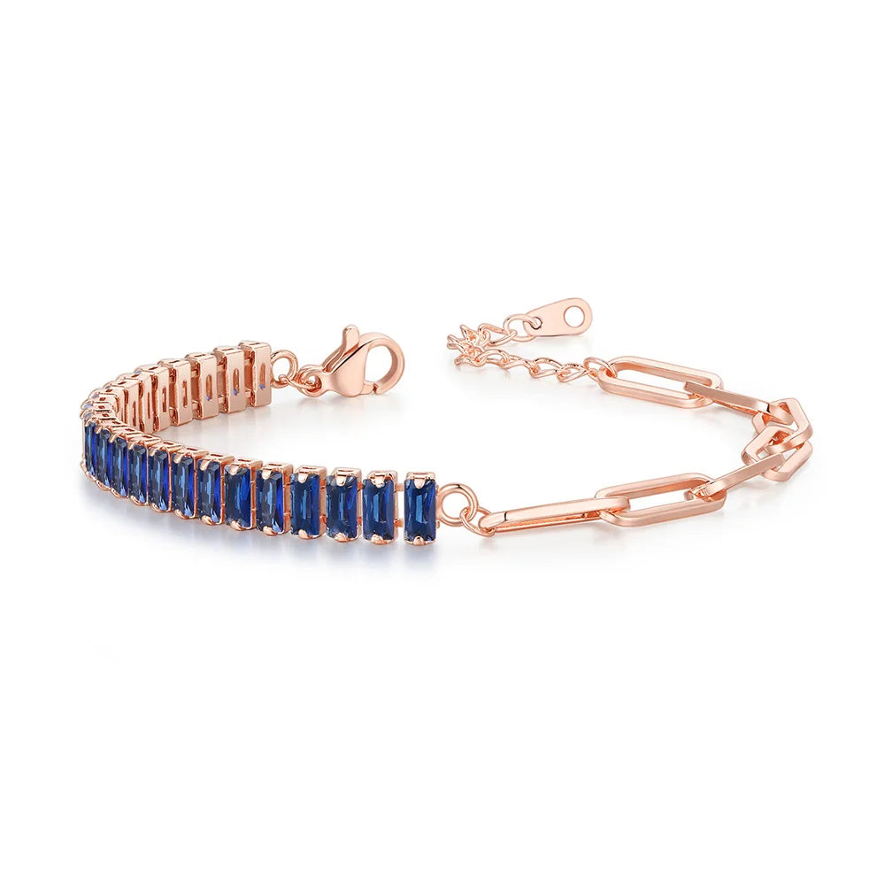 Dainty Fake Paperclip Tennis Bracelet for Women Adjustable Shiny Colorful Crystal Short Chain on Hand Party Sexy Jewelry KCH079