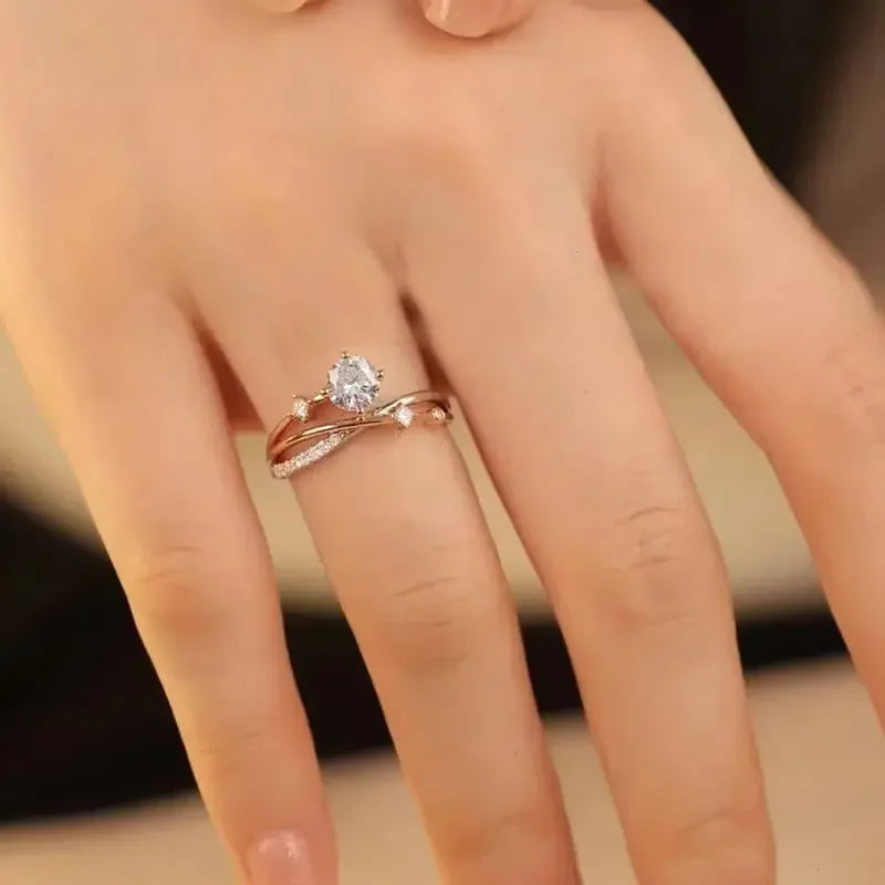 Кольцо Женское Rings of Saturn Jewelry Silver for Women Romantic Color Moissanite Wedding Rings Gold Flash 1 Pcs