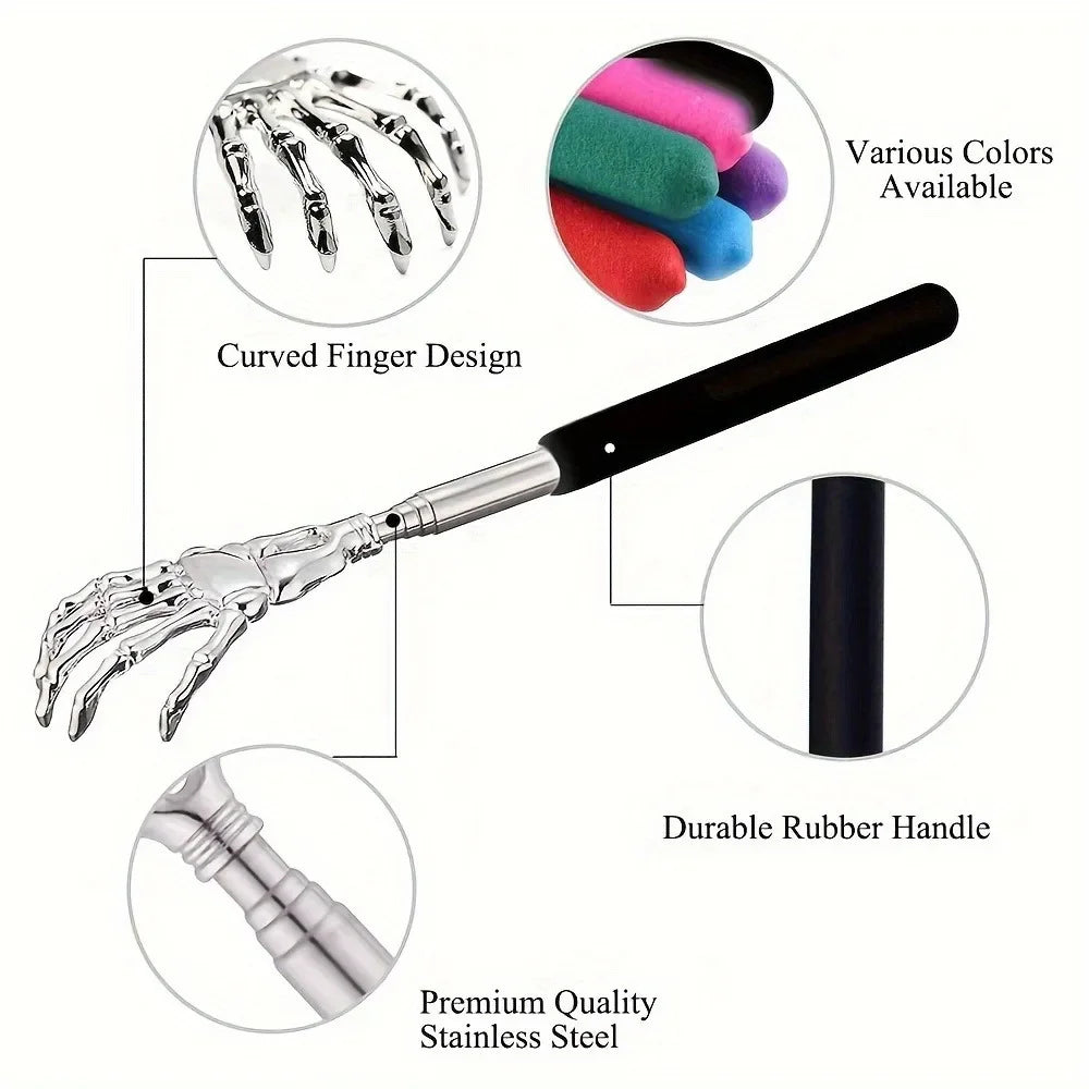 1pc Portable Extendable Back Scratcher Stainless Steel Telescoping Back Scratcher for Both Human Extendable Back Massager
