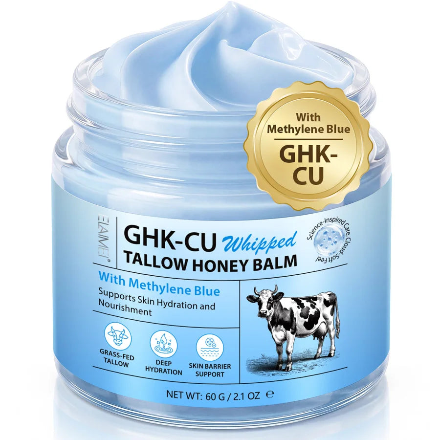 Copper Peptides Beef Tallow for Skin,GHK-Cu Peptide Tallow and Honey Balm for Face Body Moisturizer Cream Safe for Dry Sensitive