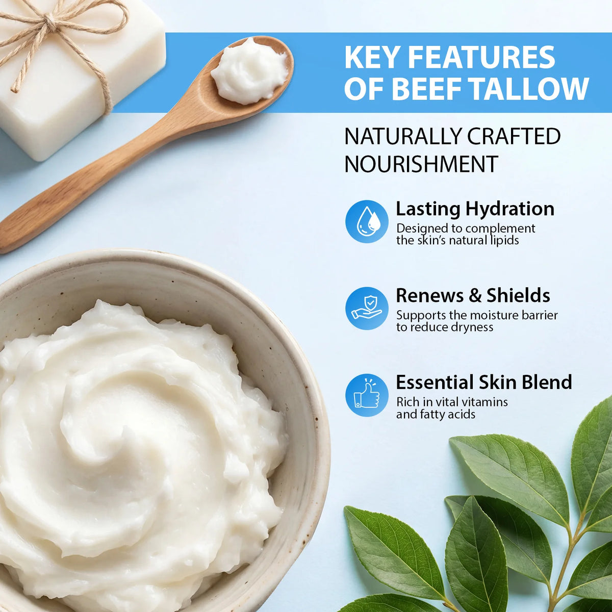 Copper Peptides Beef Tallow for Skin,GHK-Cu Peptide Tallow and Honey Balm for Face Body Moisturizer Cream Safe for Dry Sensitive