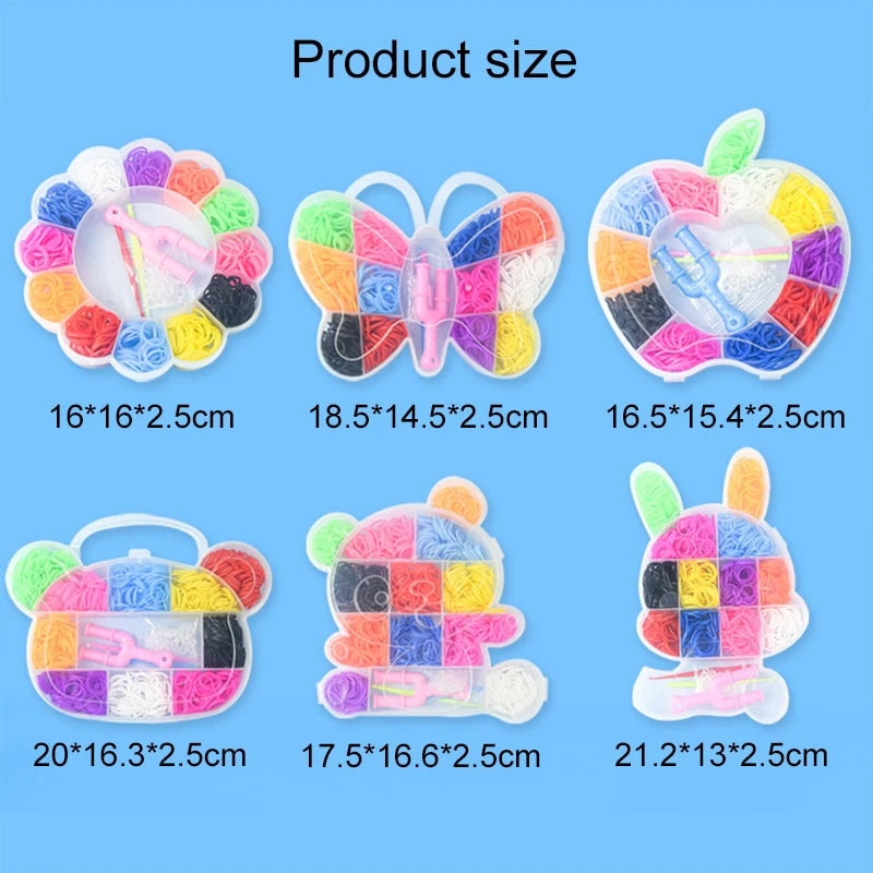 Rope Weaving Kit with Cute Storage Box Handicrafts Friendship Bracelet Making Rubber Band DIY Material Pack Loom Bands Kit TMZ