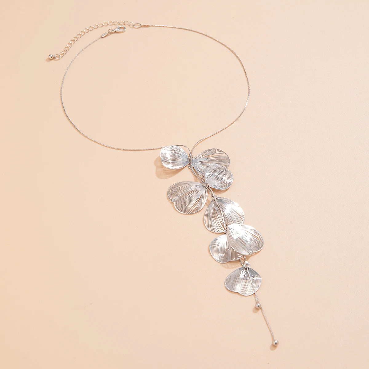 PuRui 2024 Trendy Petal Charm Tassel Necklace for Women Long Neck Chain Pendant Choker Jewelry Collar Elegant Ladies Party Gifts