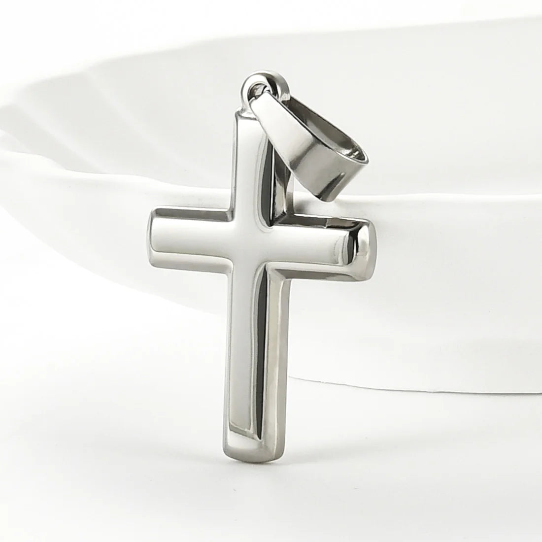 Simple Christian Stainless Steel Cross Pendant For Chain Necklace Women Men Minimalist Prayer Choker DIY Jewelry Accessories
