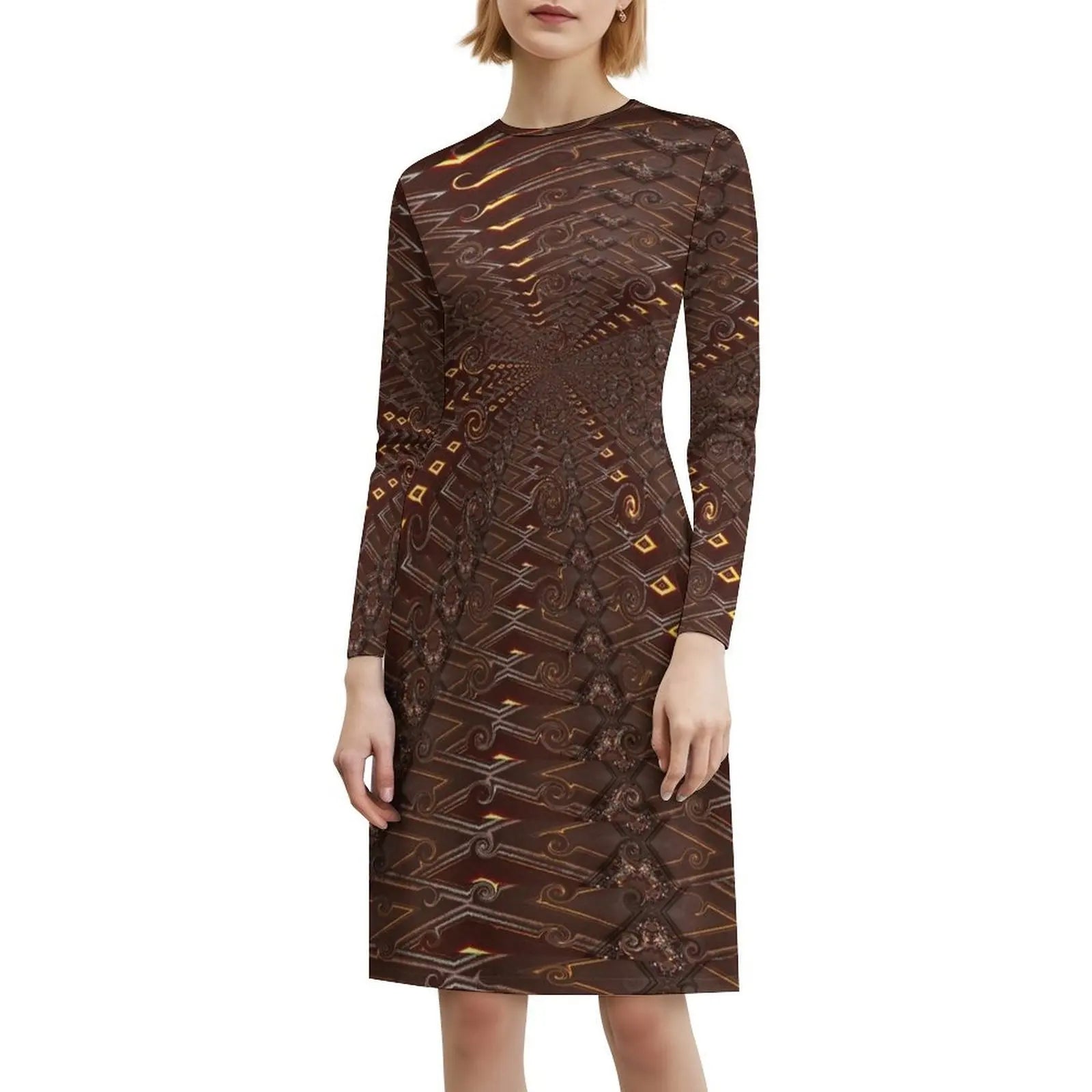 Traveling Through Time Women's Elegant Party Dress A-Line Dress With Short/Long/Sleeveless Options Time Travel Digital Process