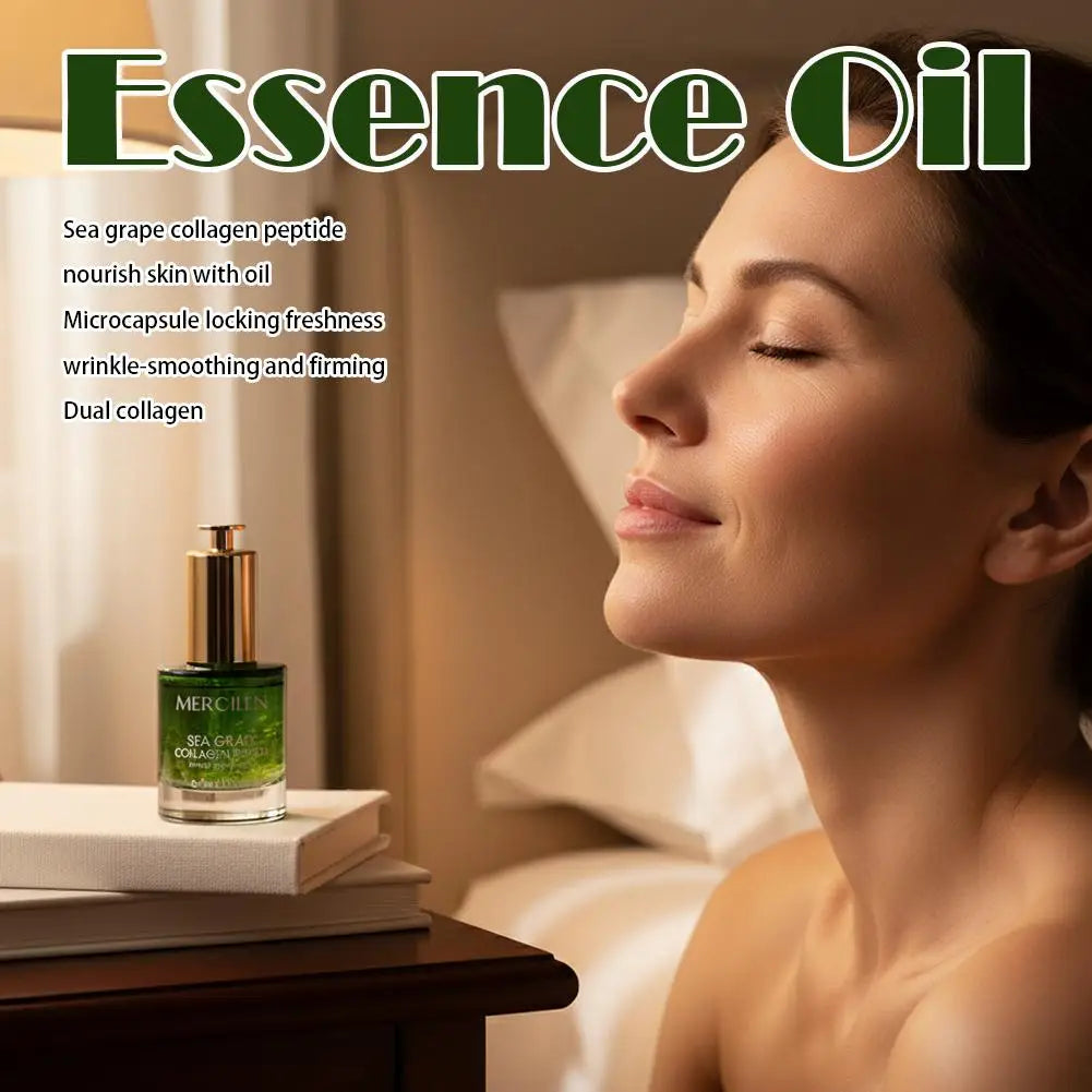 Sea Grape Collagen Peptide Double Essence Oil Facial Care Tightening Moisturizing Brightening Face Serum Korean skin care