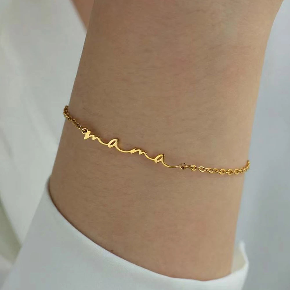 DGIDDK Stainless Steel Mama Letter Pendant Bracelet Elegant And Sophisticated Mother's Day Gift Fashionable Bracelet For Women