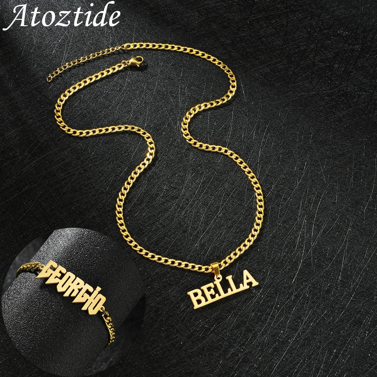 New Personalized Custom 5mm NK Thick Bracelet and Necklace Jewelry Set Pendant Stainless Steel For Men Bangle Birthday Gift