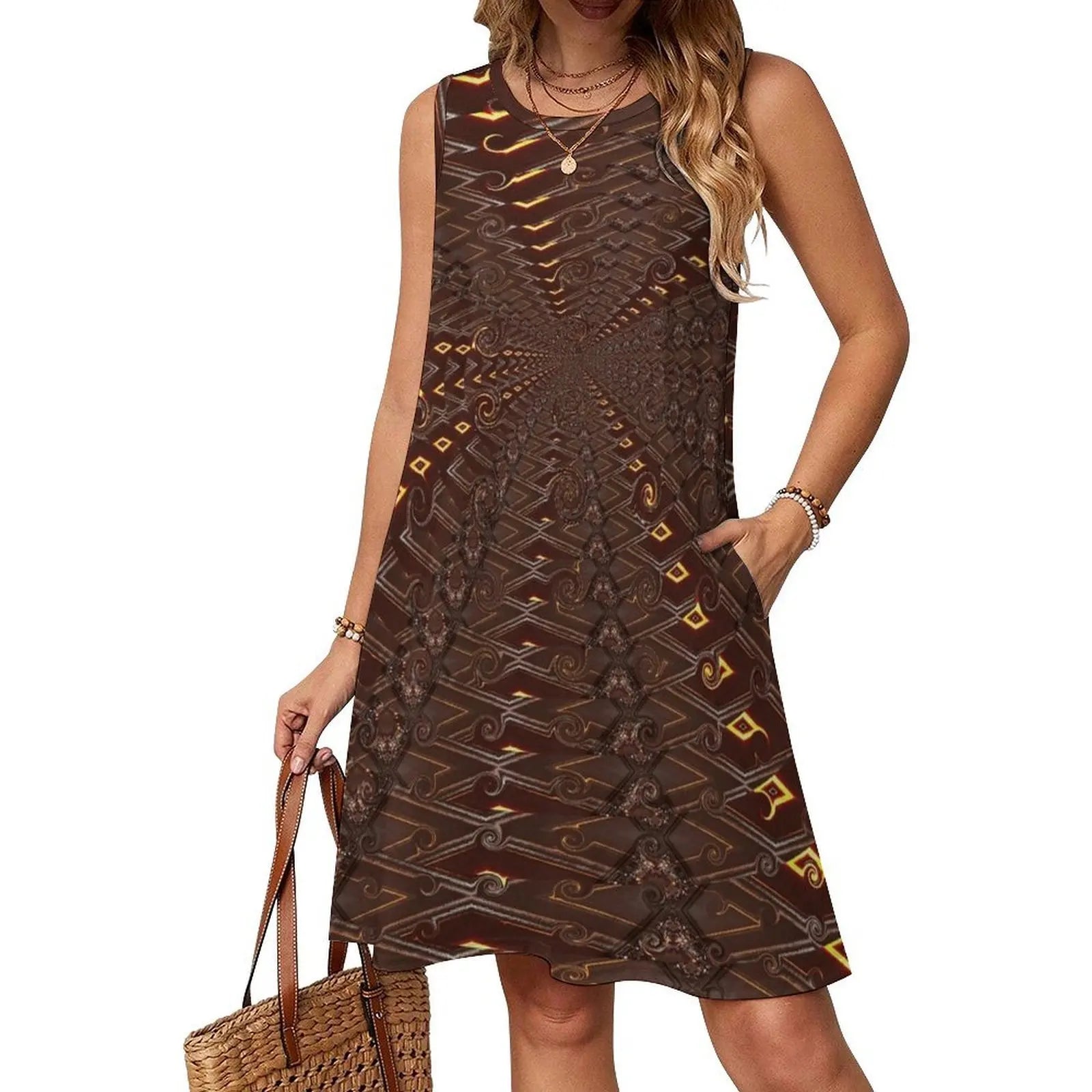 Traveling Through Time Women's Elegant Party Dress A-Line Dress With Short/Long/Sleeveless Options Time Travel Digital Process