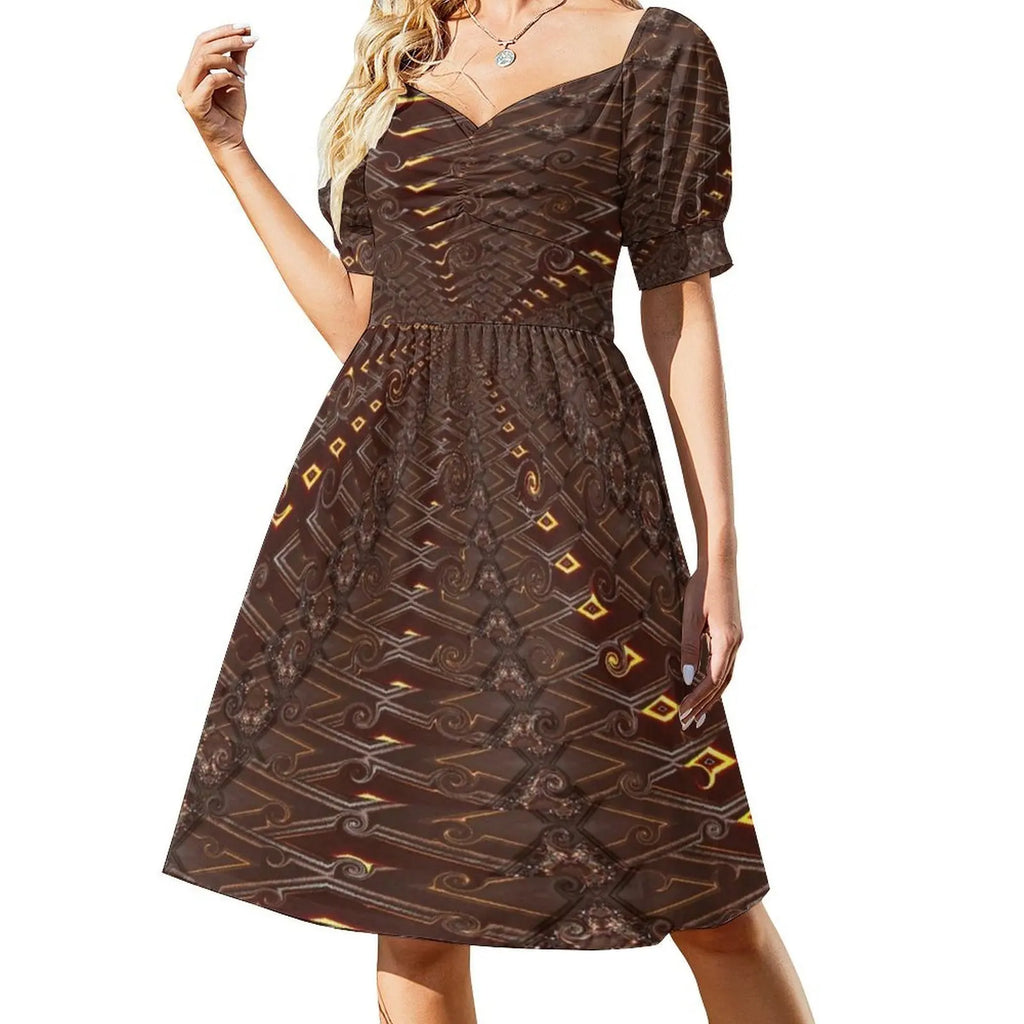 Traveling Through Time Women's Elegant Party Dress A-Line Dress With Short/Long/Sleeveless Options Time Travel Digital Process