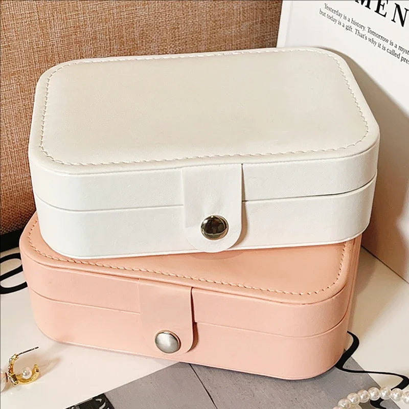 Portable Jewelry Storage Box Travel Organizer Jewelry Case Leather Storage Earrings Necklace Ring Jewelry Organizer Display Gift
