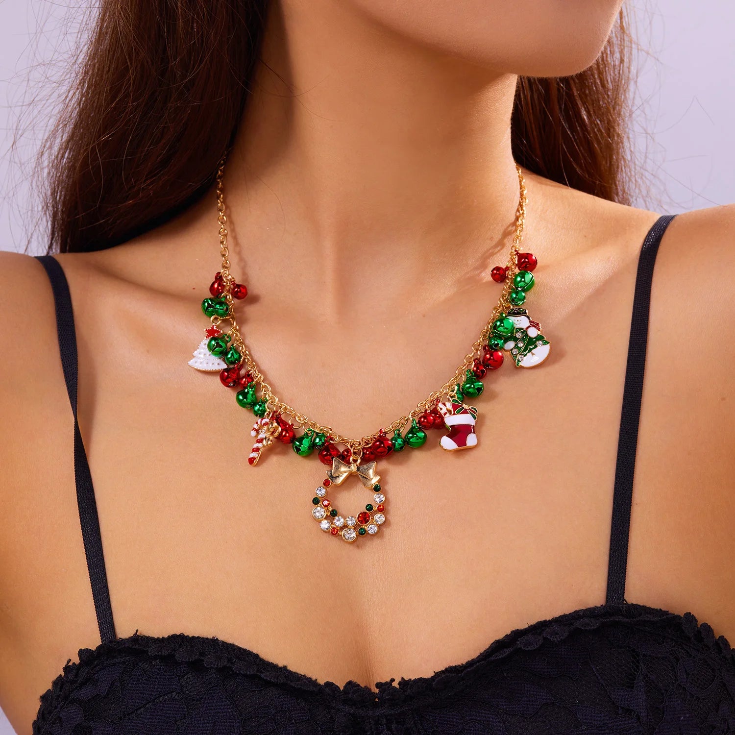 Christmas Necklace Snowman Bow Pendant Necklace Party New Year Fashion Jewelry Gift Women Girl