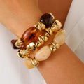 Vintage Heart Charm Bracelet for Women, Irregular Beaded Chain, CCB Style Statement Jewelry