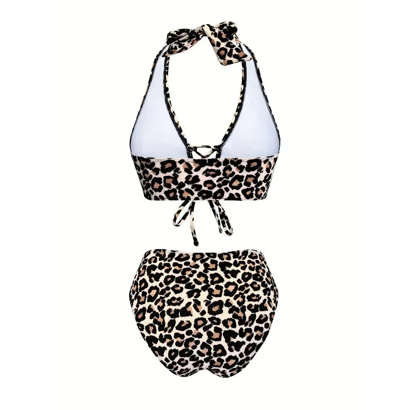 Summer new set leopard print bikini set - European and American style swimwearsvm