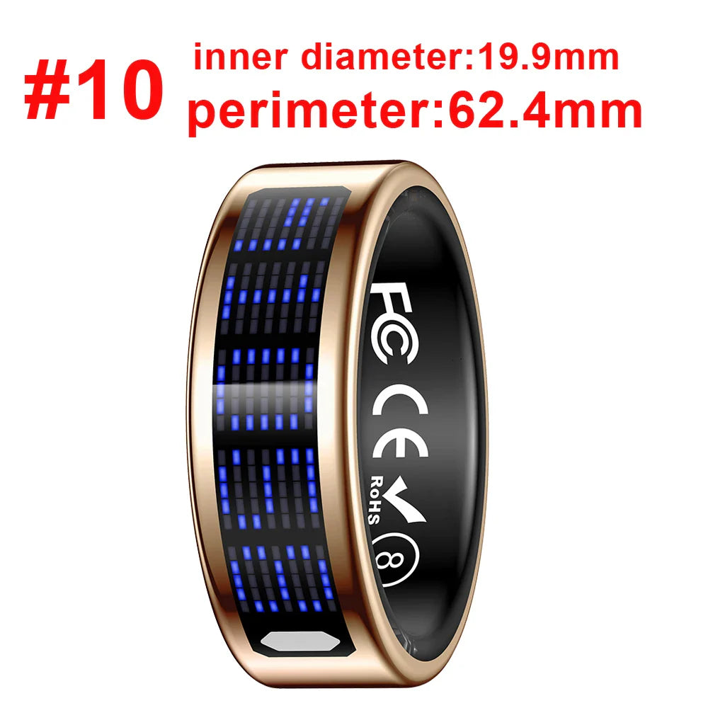 New Ultra-thin Lightweight Smart Ring Multi-functional Display Heartrate Health Caller ID Reminder Motion Detection Waterproof