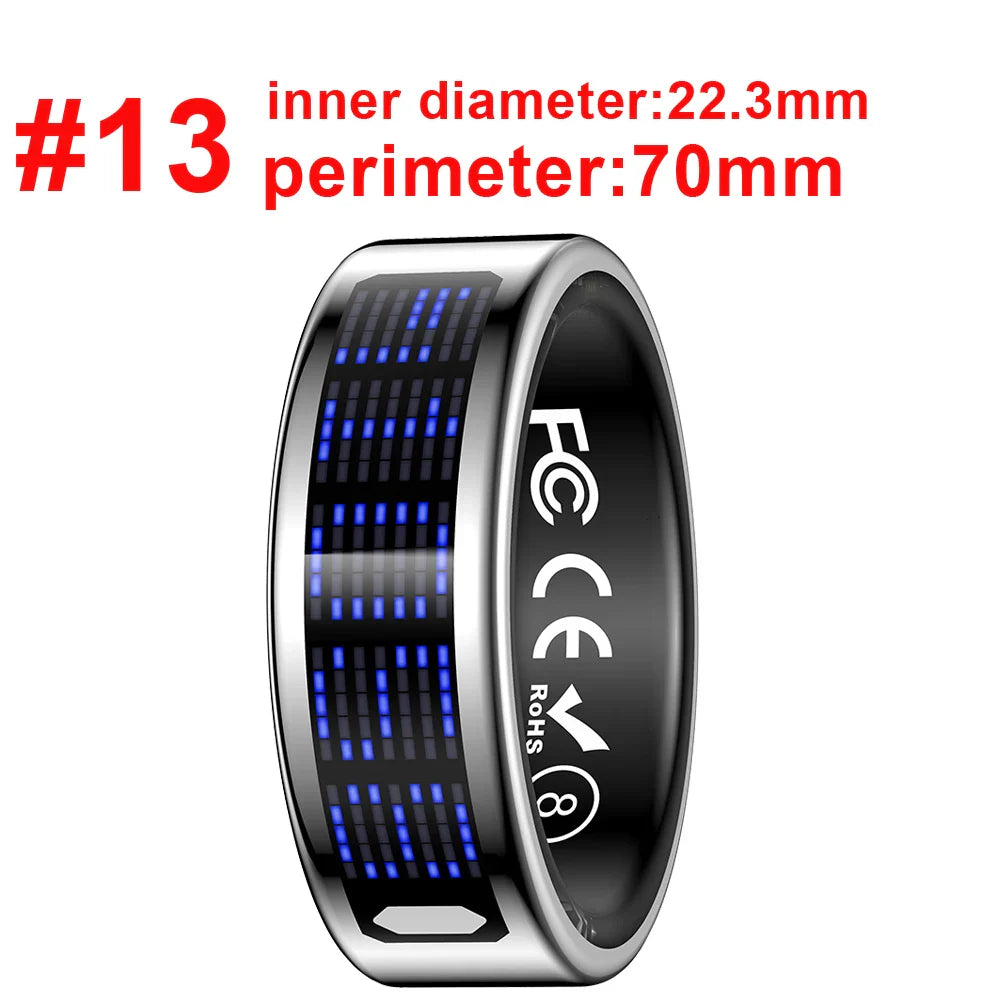 New Ultra-thin Lightweight Smart Ring Multi-functional Display Heartrate Health Caller ID Reminder Motion Detection Waterproof