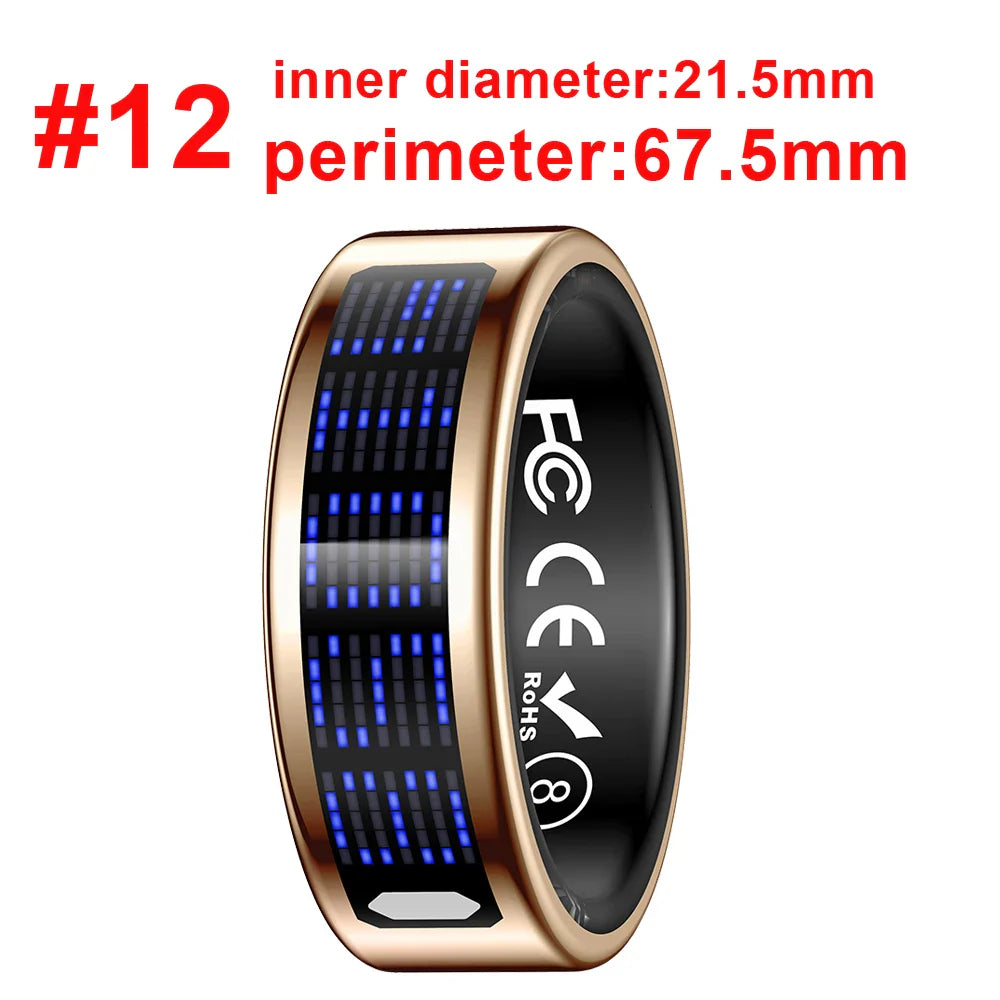 New Ultra-thin Lightweight Smart Ring Multi-functional Display Heartrate Health Caller ID Reminder Motion Detection Waterproof