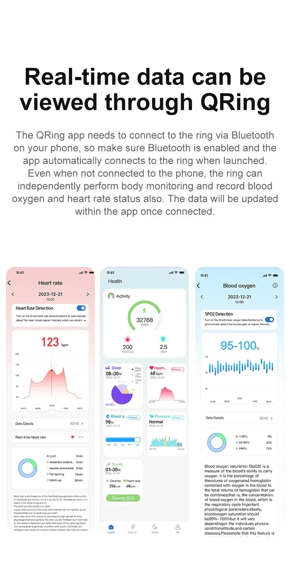 2024 COLMI R02 Smart Ring with Charging Case for Men Women, Battery Life, 39 Days, Health Monitor, 5ATM Waterproof