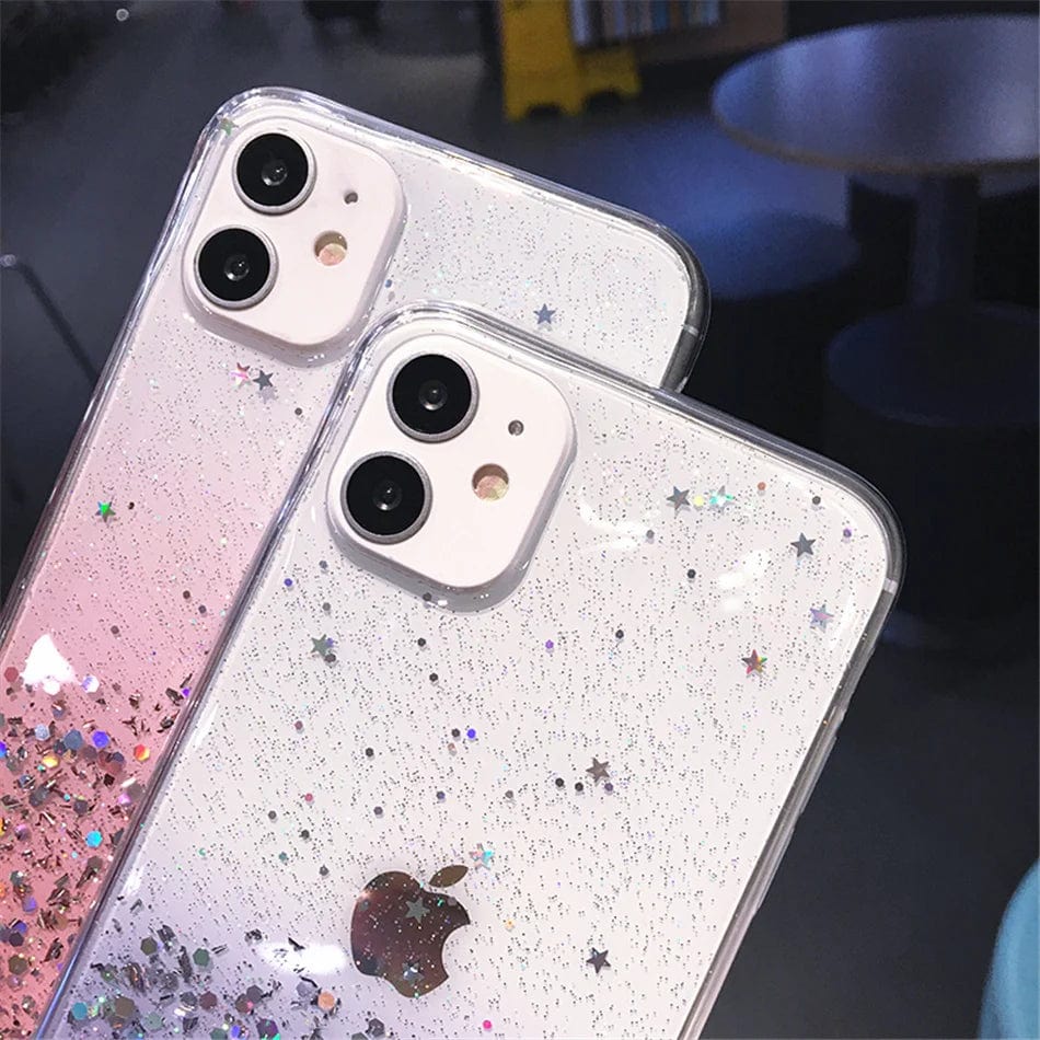 Cute Gradient Sequins Clear Glitter iPhone Case