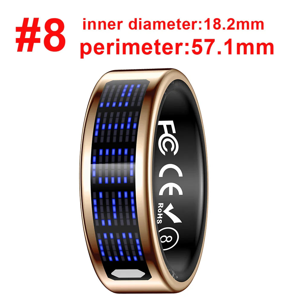 New Ultra-thin Lightweight Smart Ring Multi-functional Display Heartrate Health Caller ID Reminder Motion Detection Waterproof