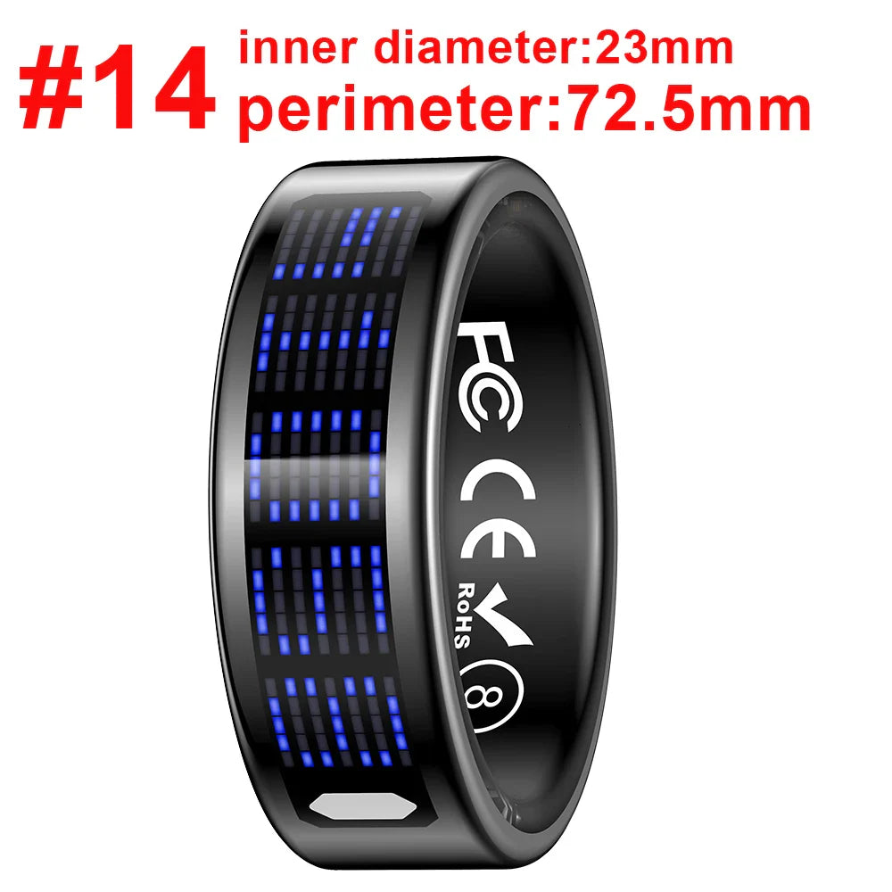 New Ultra-thin Lightweight Smart Ring Multi-functional Display Heartrate Health Caller ID Reminder Motion Detection Waterproof