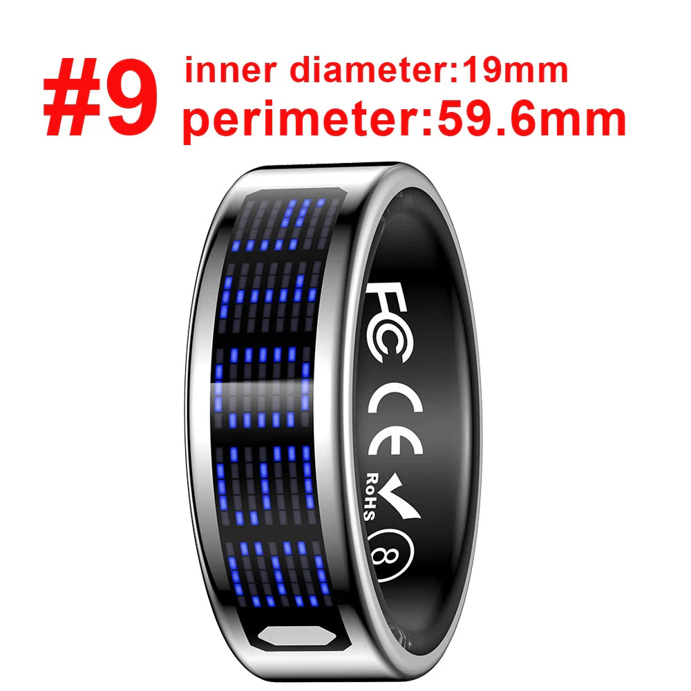 New Ultra-thin Lightweight Smart Ring Multi-functional Display Heartrate Health Caller ID Reminder Motion Detection Waterproof