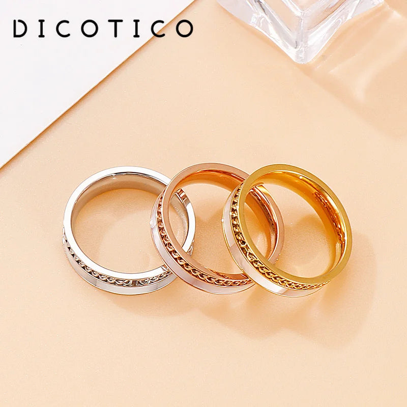 Fashion Double Layers Stainless Steel Rings For Women Tri-Colors Charm Shell Mujer Anillos Wedding Party Jewelry Gift 2025
