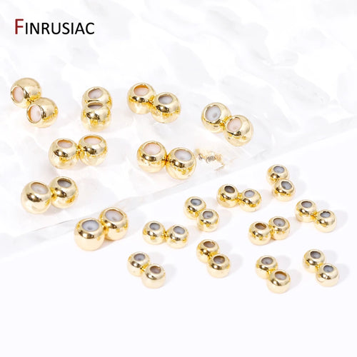 14K Gold Plated Brass Double Row Positioning Beads Silicone Adjustment Stopper Spacer Beads For DIY Jewelry Making Findings