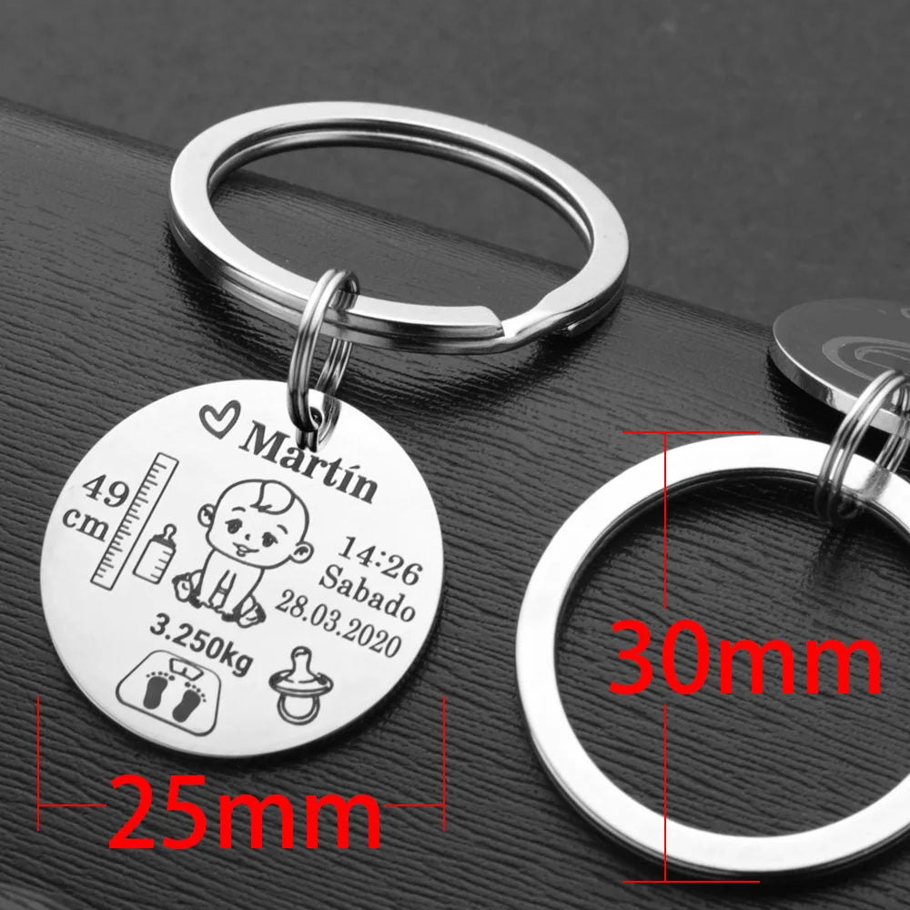 Customized Personalized Baby Keychain Boys Girls Name Birth Weight Newborn Commemorate for New Mom Dad Gift Keyring P026_C