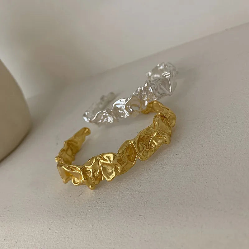 QMCOCO Silver Color Couples Bracelets Trendy Elegant Vintage Creative Irregular Texture Bangles Party Jewelry Women Bracelet