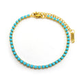 Trend Blue Rectangle Rhinestones Bracelet for Women Girls Stainless Steel Gold Color Fashion Hand Chain Jewelry ZZZ719-2