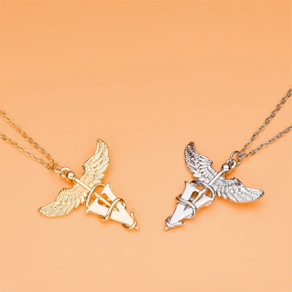 Medical Veterinary Necklace Classic Medical Staff Angel Wings Caduceus Pendant for Medical Students Jewelry Accessories