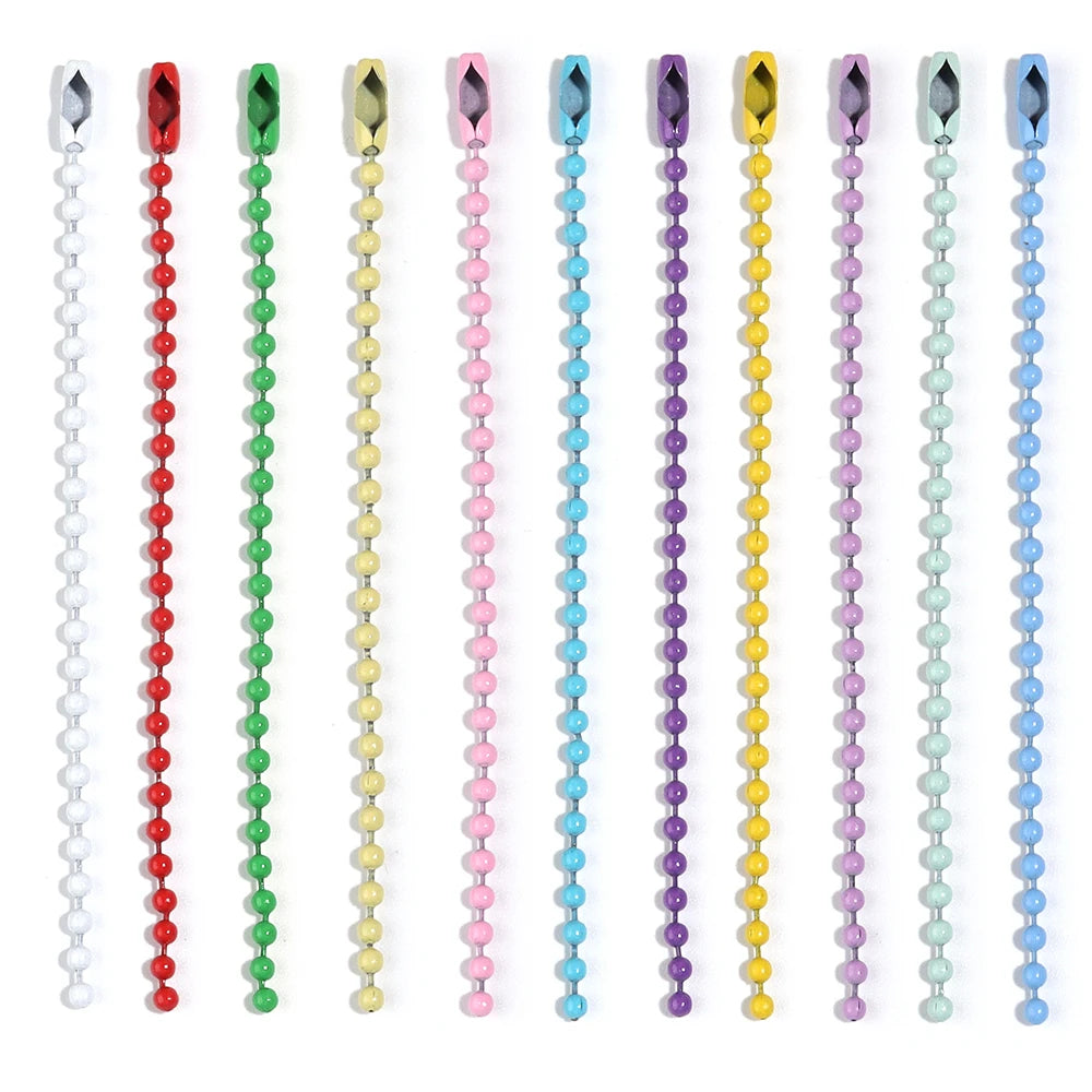 100pcs/lot DIY Ball Bead Chains Sliver Colorful Key Chain Dolls Label Hand Tag Connector for Jewelry Making Pendant Accessories