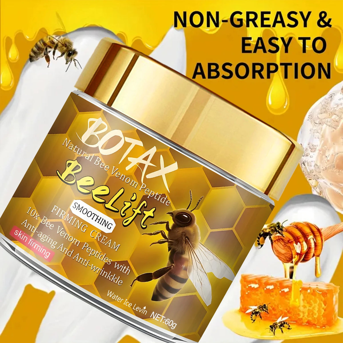 Botax Natural Bee Venom Peptide Beelift Face Cream - 10x Anti-Aging & Smoothing Firming Cream with Retinol