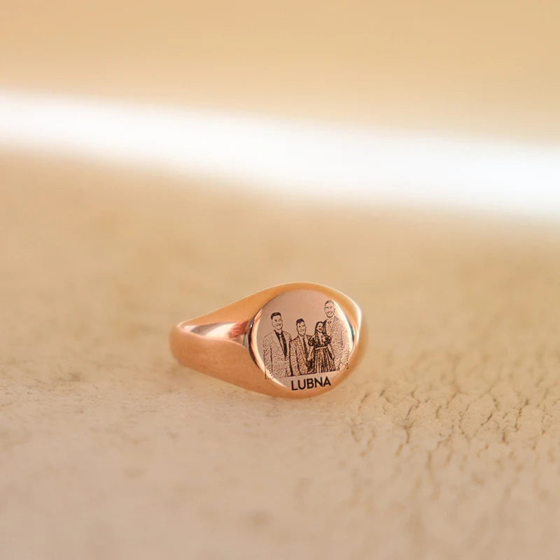 Custom Engraved Picture Logo Name Heart Round Rings for Man Woman Stainless Steel Wedding Rings Personalized Photo Jewelry Gifts