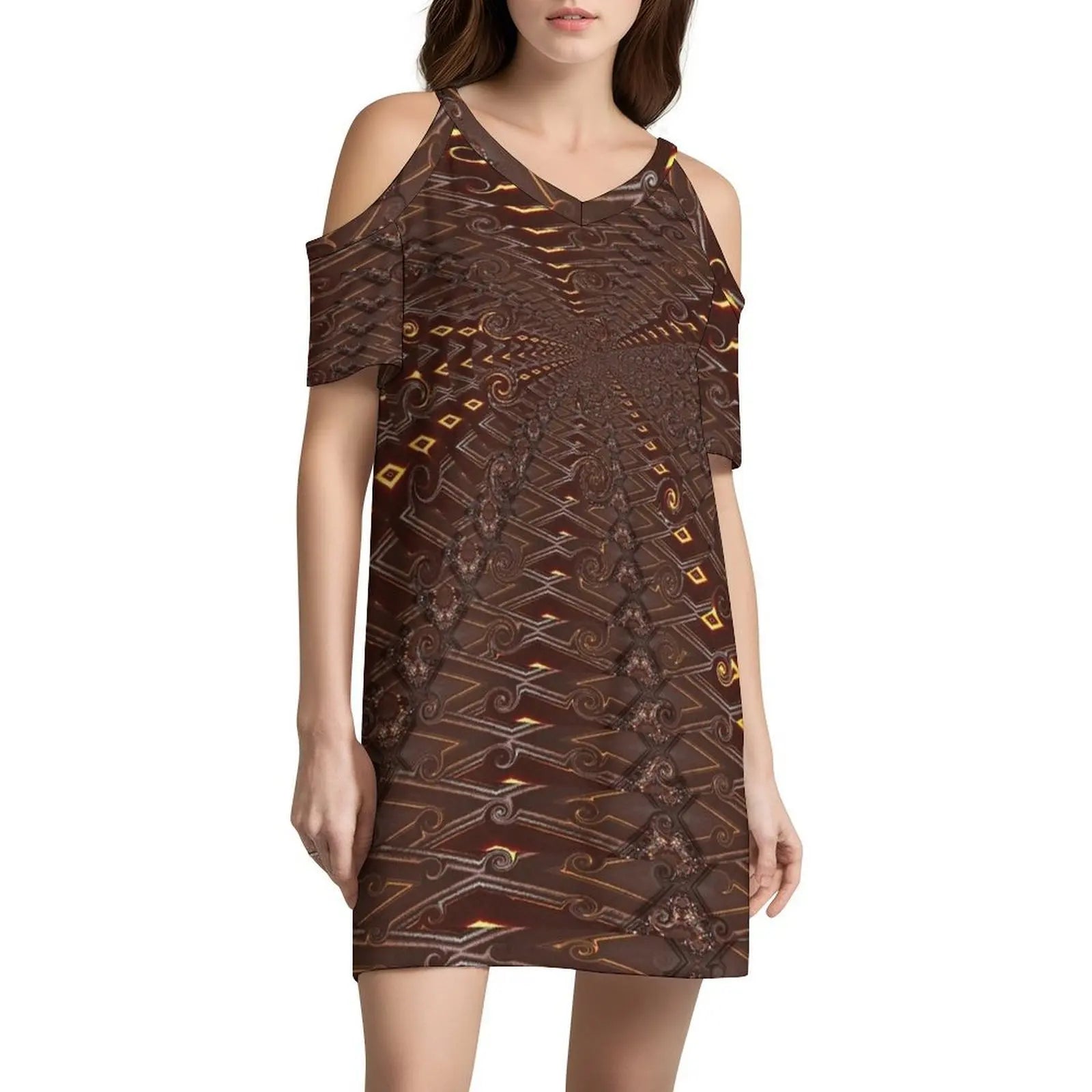 Traveling Through Time Women's Elegant Party Dress A-Line Dress With Short/Long/Sleeveless Options Time Travel Digital Process