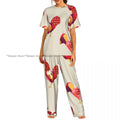 Women's Comfort Pajamas Women's Rooster Hens And Chickens Background Short Sleeve Set Sleepwear